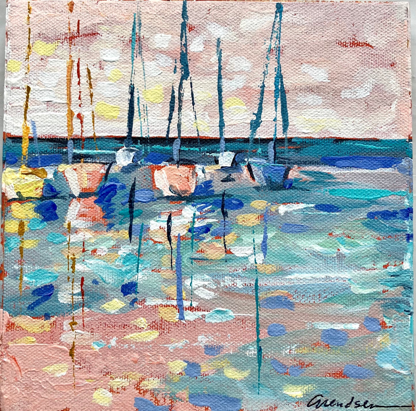 Mini Original Painting, Pastel Marina 1