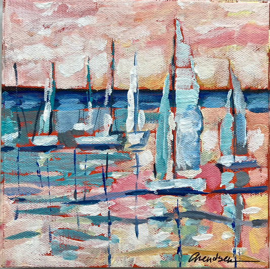 Mini Original Painting, Pastel Marina 2