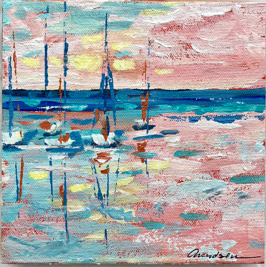 Mini Original Painting, Pastel Marina 3